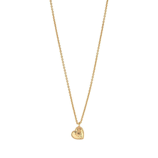 Heart Charm Necklace, 16"+2" - Gold