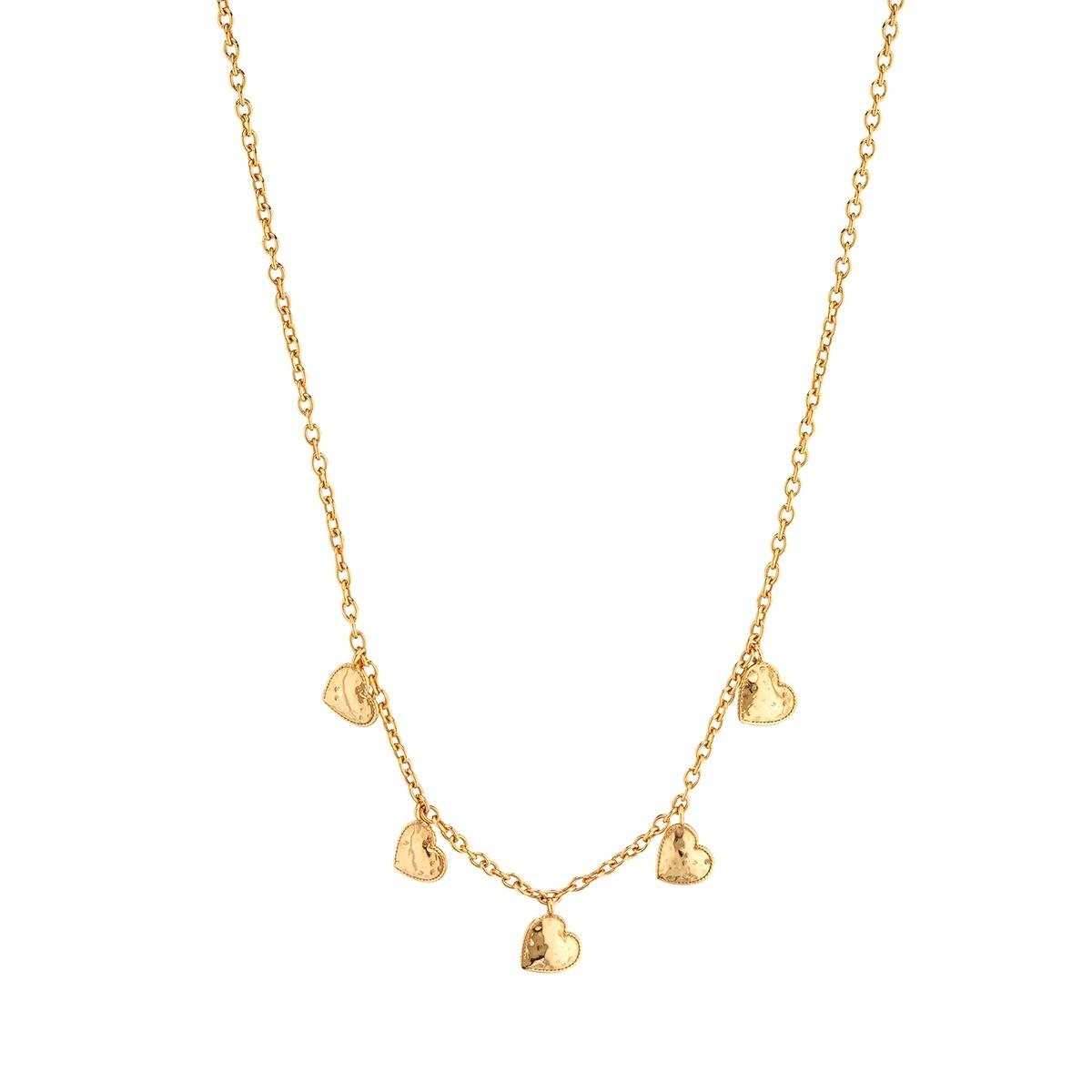 Heart Multi-Station Necklace, 16"+2" - Gold