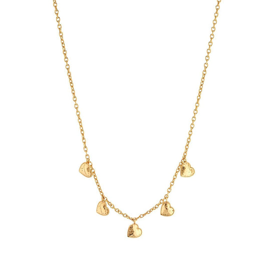 Heart Multi-Station Necklace, 16"+2" - Gold