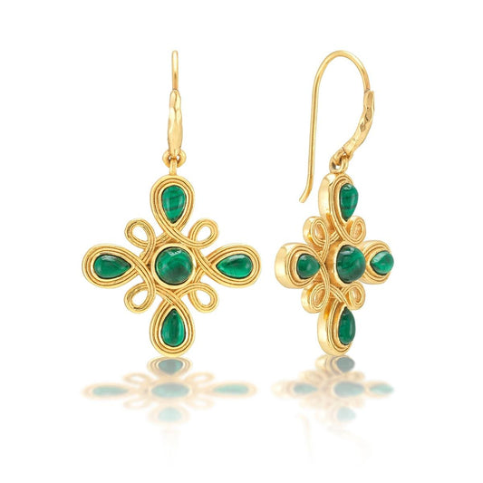 Gem Dangle Earrings - Malachite