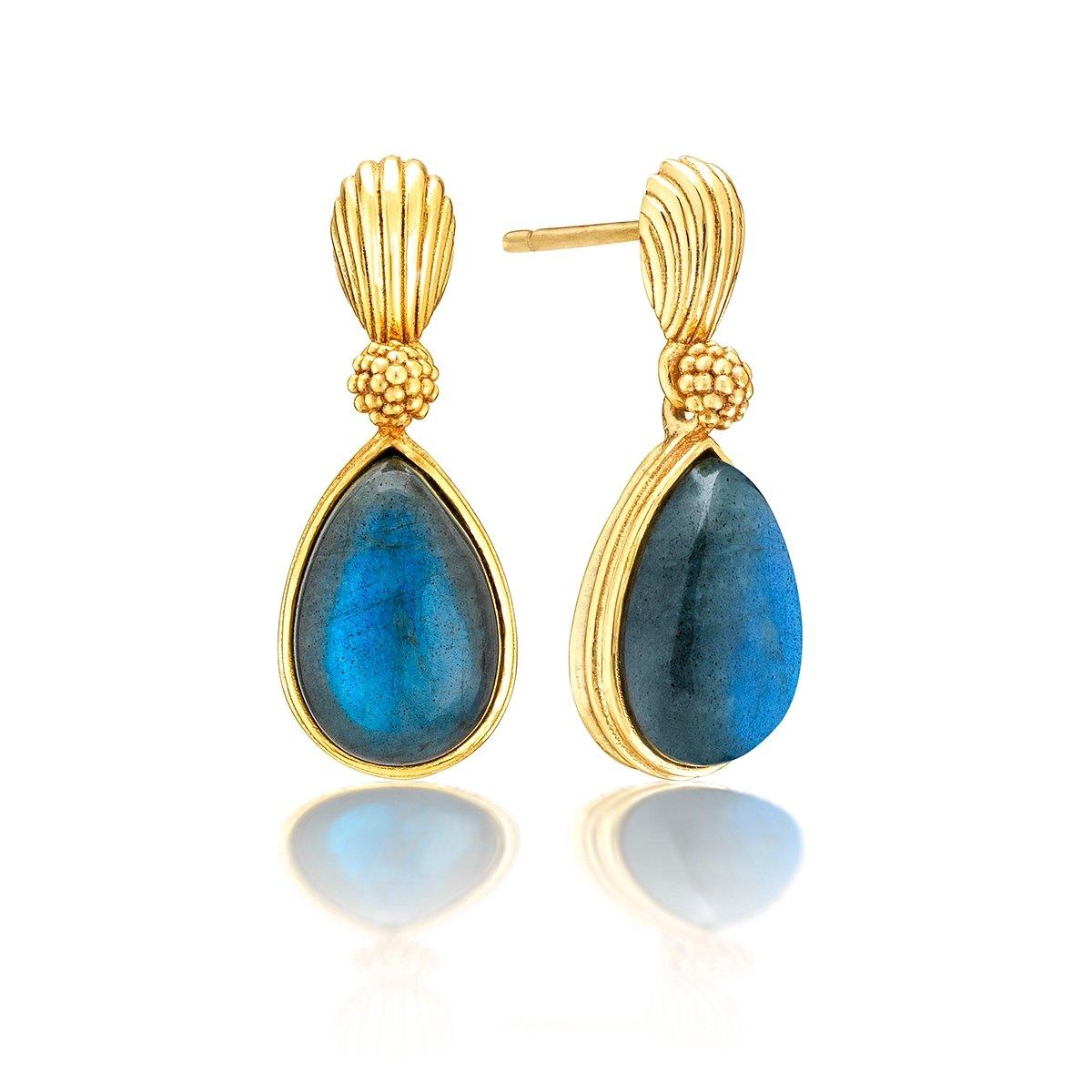 Monique Gem Post Earrings - Blue Labradorite