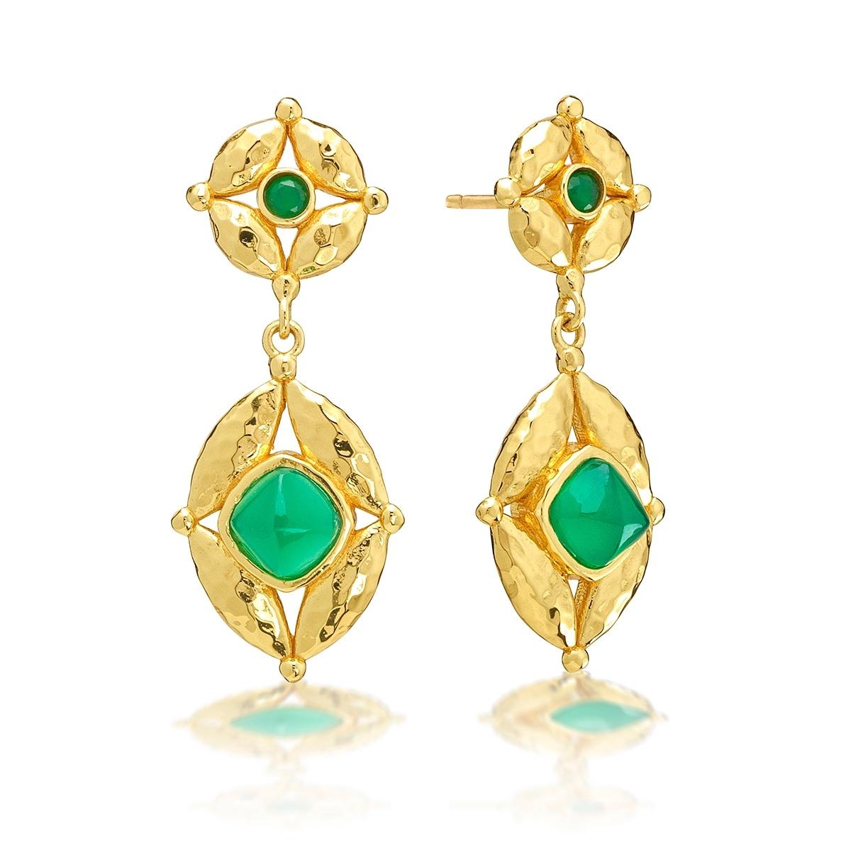 Post Drop Earrings - Green Onyx