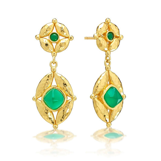 Post Drop Earrings - Green Onyx