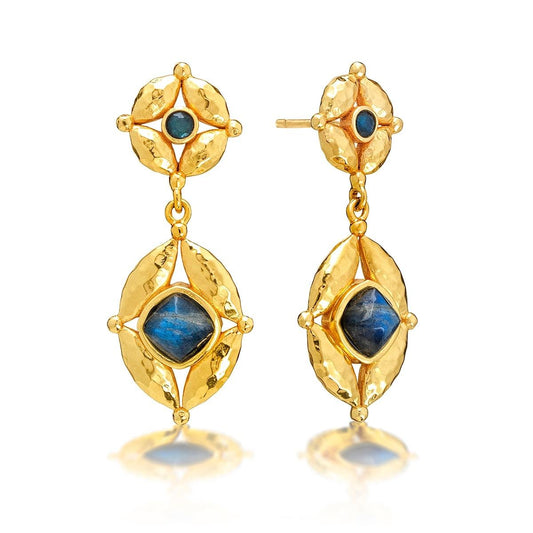 Post Drop Earrings - Blue Labradorite