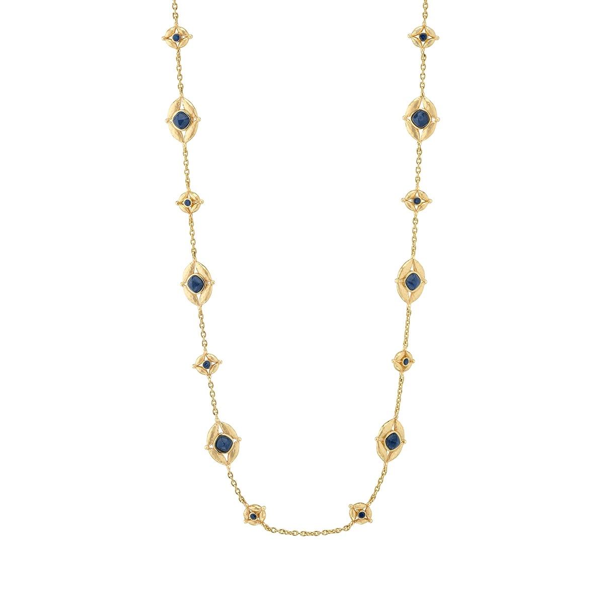 Double Sided Necklace, 32" - Blue Labradorite/Green Onyx