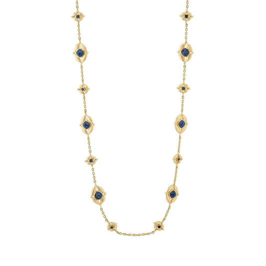 Double Sided Necklace, 32" - Blue Labradorite/Green Onyx