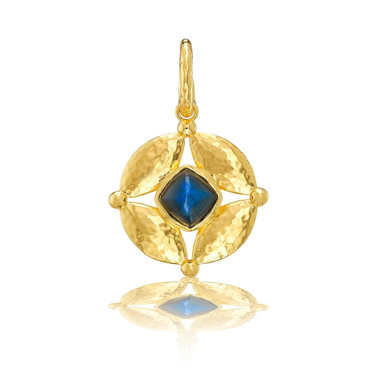 Double Sided Pendant - Blue Labradorite/Green Onyx