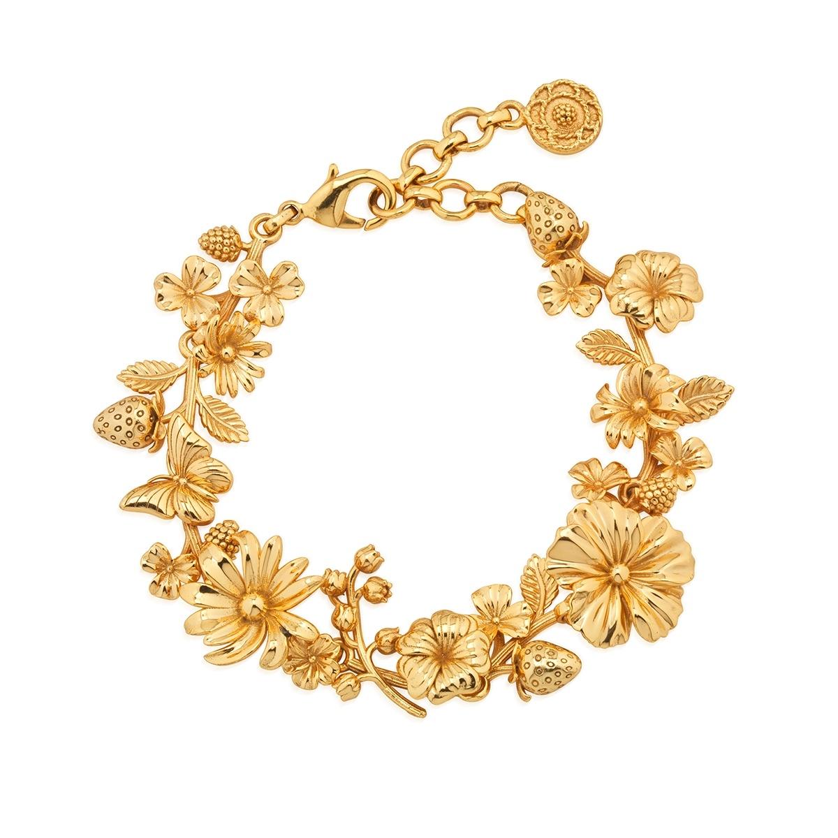 Bouquet Link Bracelet, 7"+2" - Gold