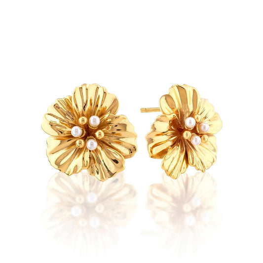 Nasturtium Stud Earrings - Pearl