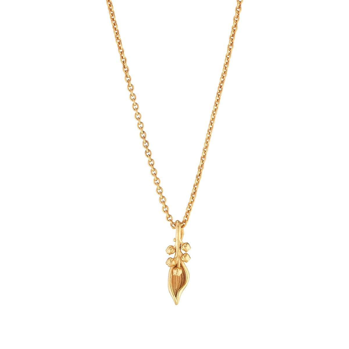Lily Charm Necklace, 16"+2" - Gold