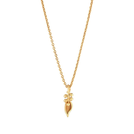 Lily Charm Necklace, 16"+2" - Gold