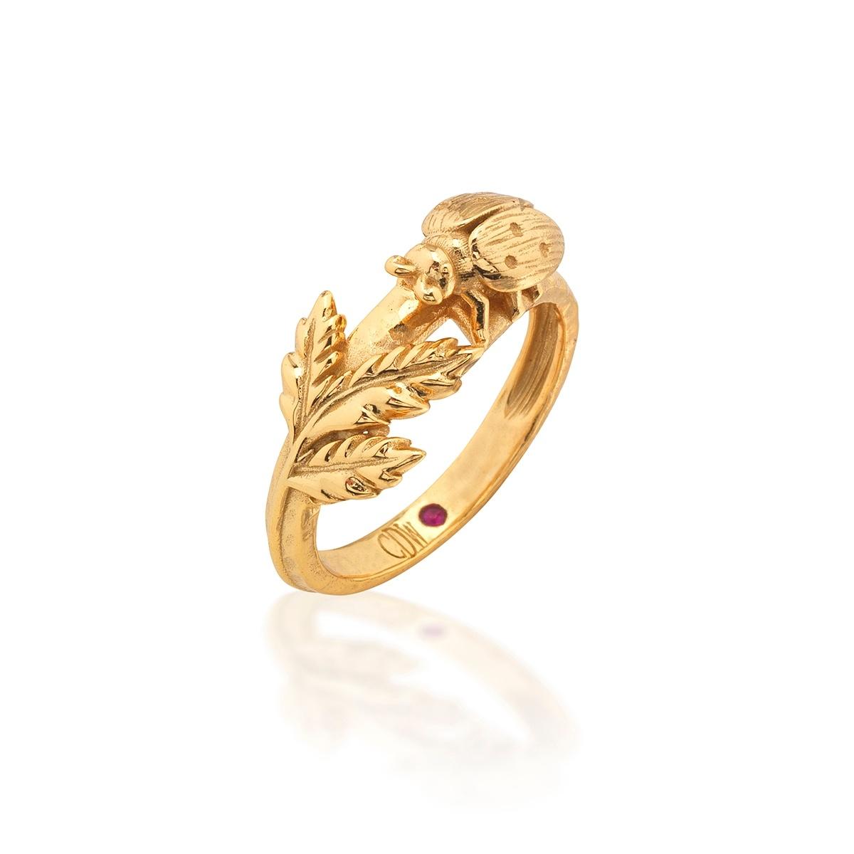 Ladybug Ring, Size 8 - Gold