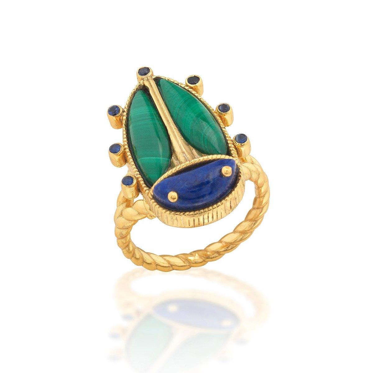 Grande Ring - Lapis/Malachite, Size 7
