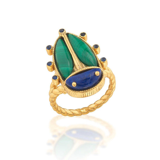 Grande Ring - Lapis/Malachite, Size 7