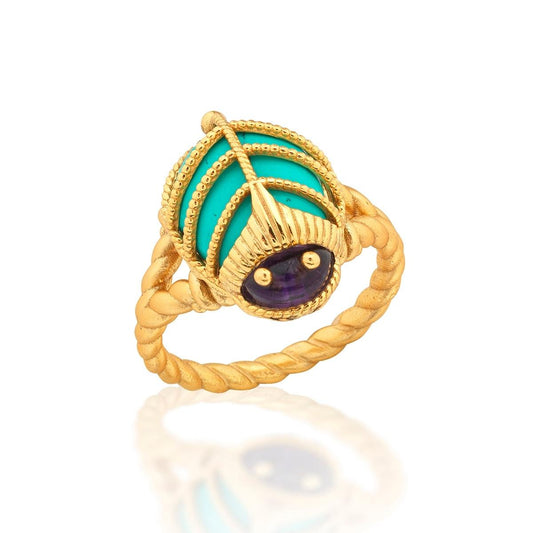 Petite Ring - Amethyst/Turquoise, Size 7