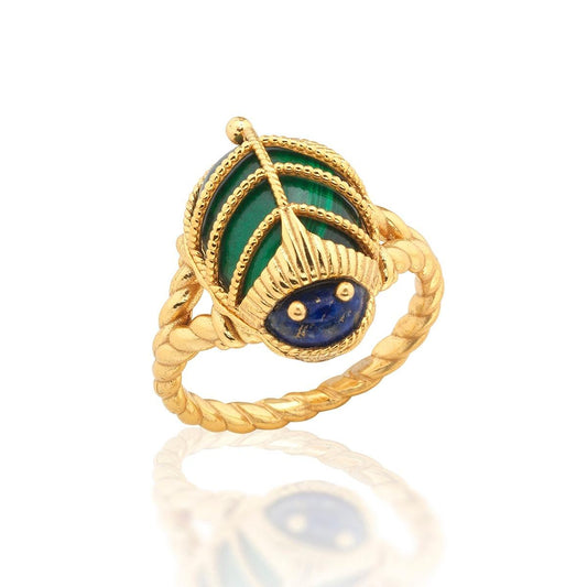 Petite Ring - Lapis/Malachite, Size 9