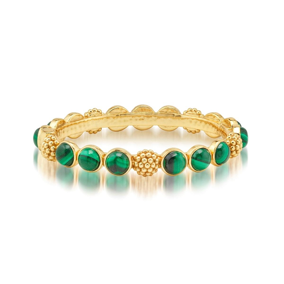 Hinged Bangle - Malachite