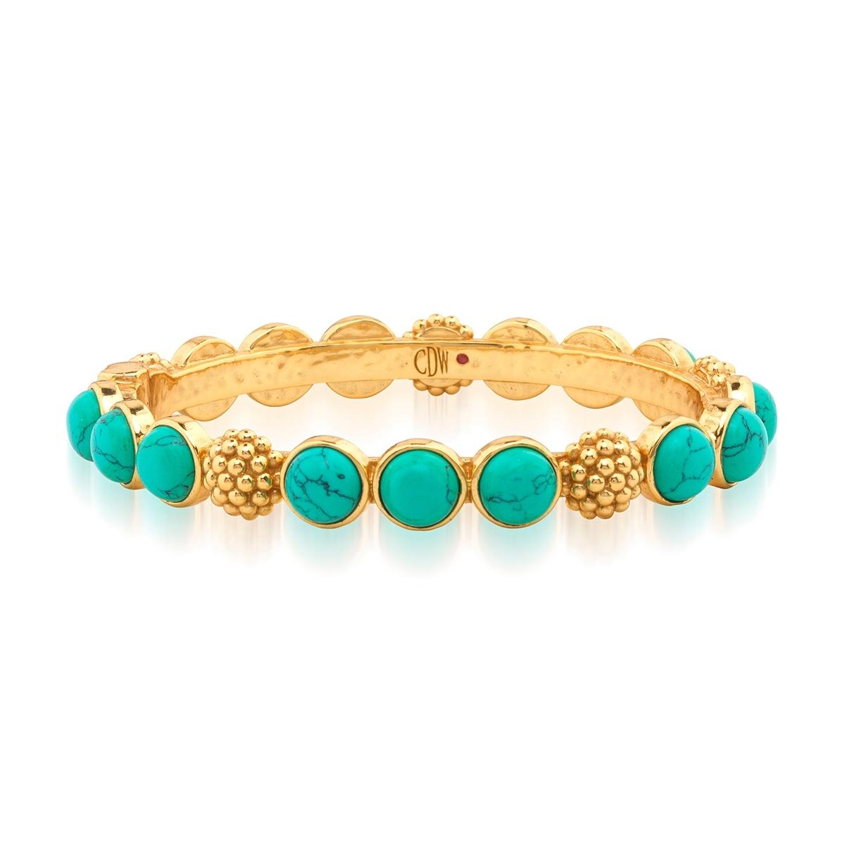 Gem Hinged Bangle - Turquoise