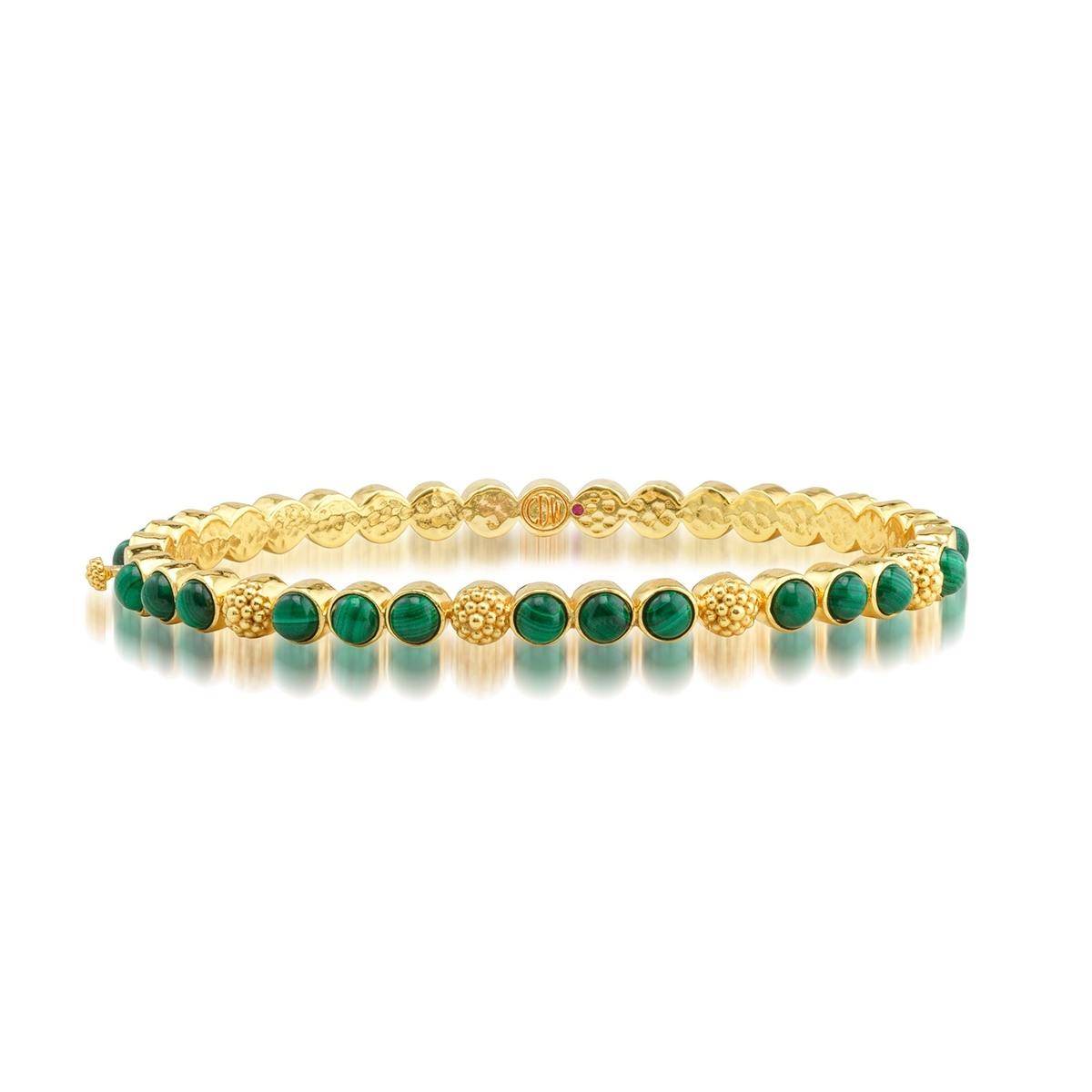 Petite Hinged Bangle - Malachite