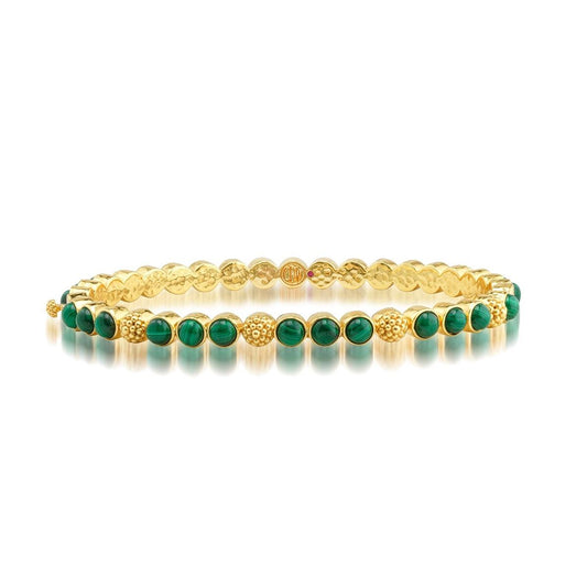 Petite Hinged Bangle - Malachite