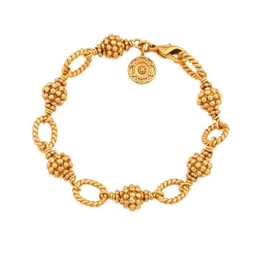 & Bead Bracelet, 7"+2" - Gold