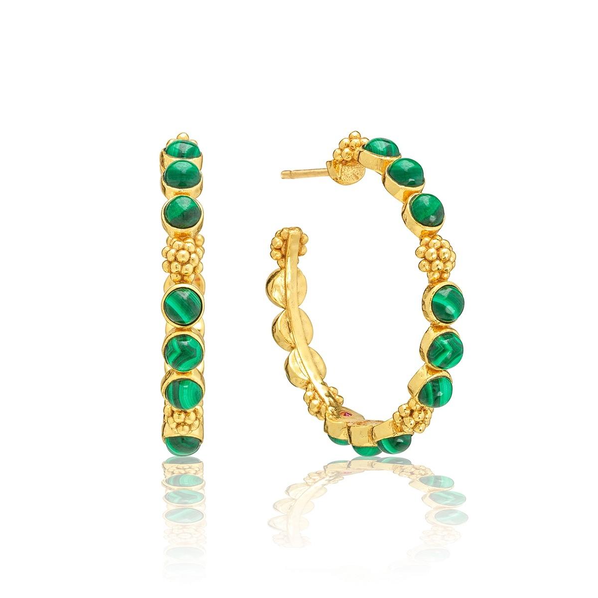 Medium Hoop Earrings - Malachite