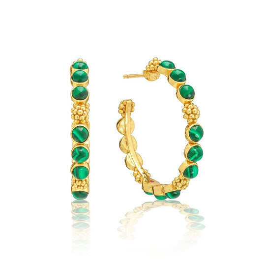 Medium Hoop Earrings - Malachite
