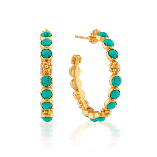 Gem Medium Hoop Earrings - Turquoise