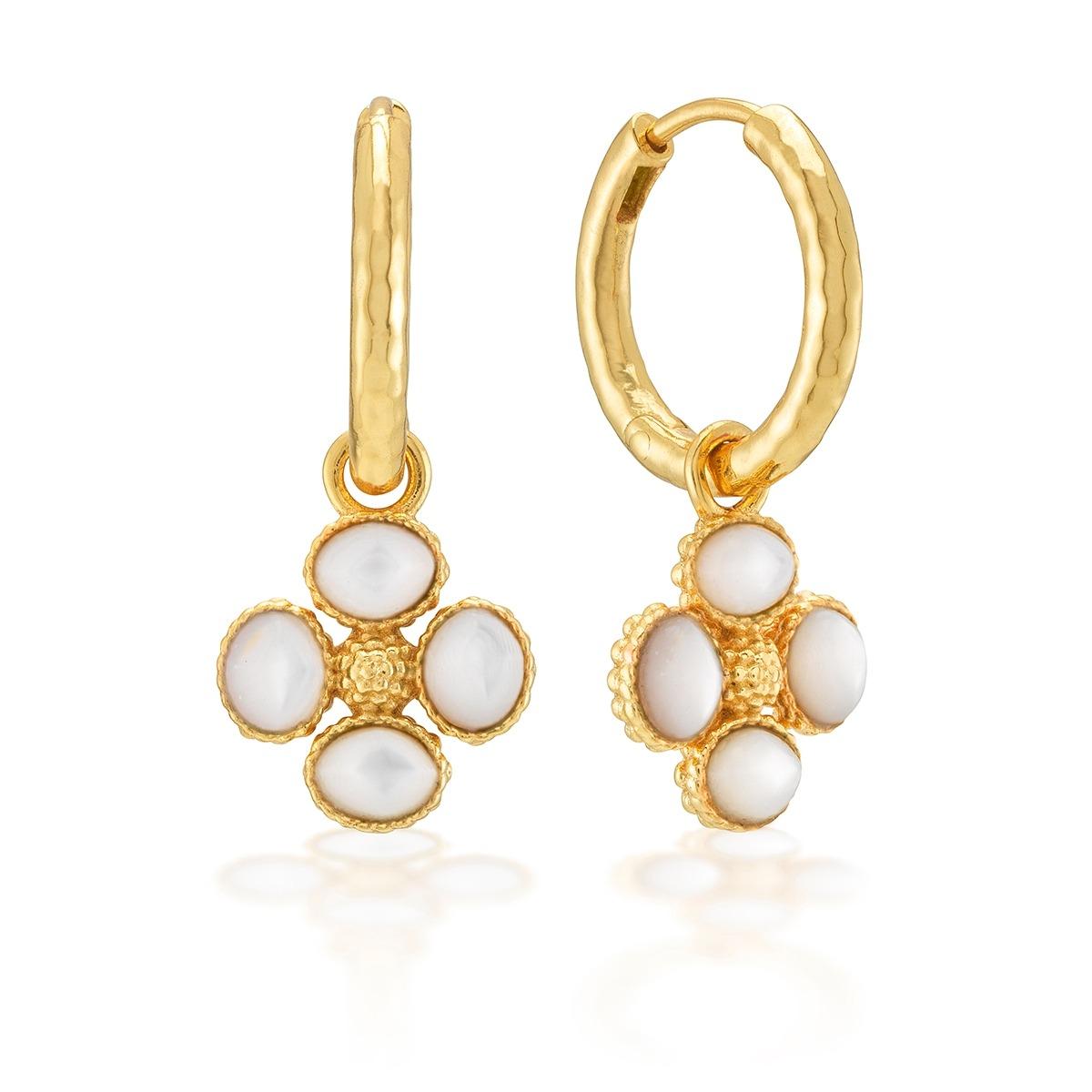Hoop Earrings with Double Sided Charm - MOP