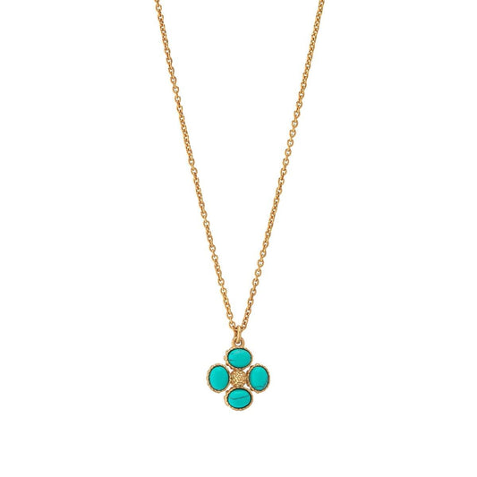 Double Sided Charm Necklace, 16"+2" - Turquoise
