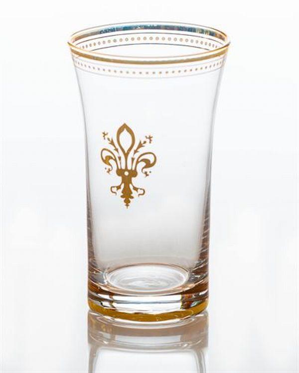 Glass with gold fleur de lis and trim