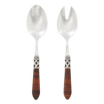 Antique Tortoiseshell Salad Server Set