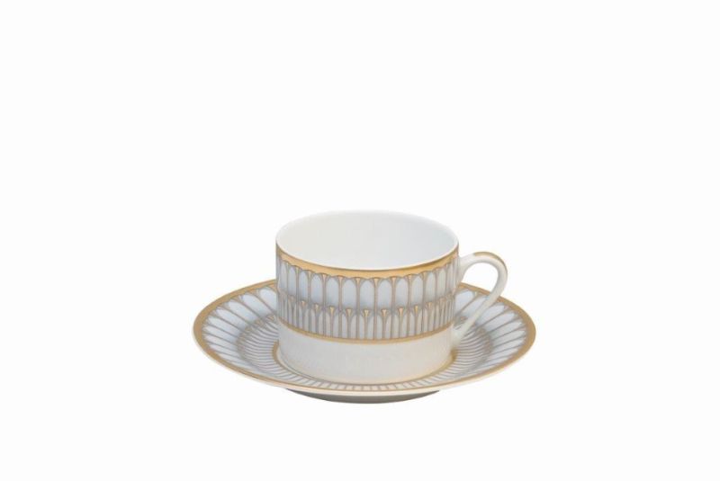 Arcades Grey/Gold Cup & Saucer