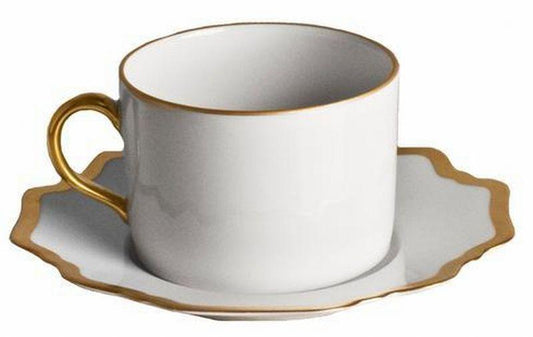 Antique White Teacup and Saucer