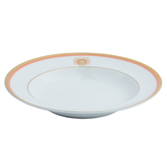 Soup Plate Gold and Coral Band