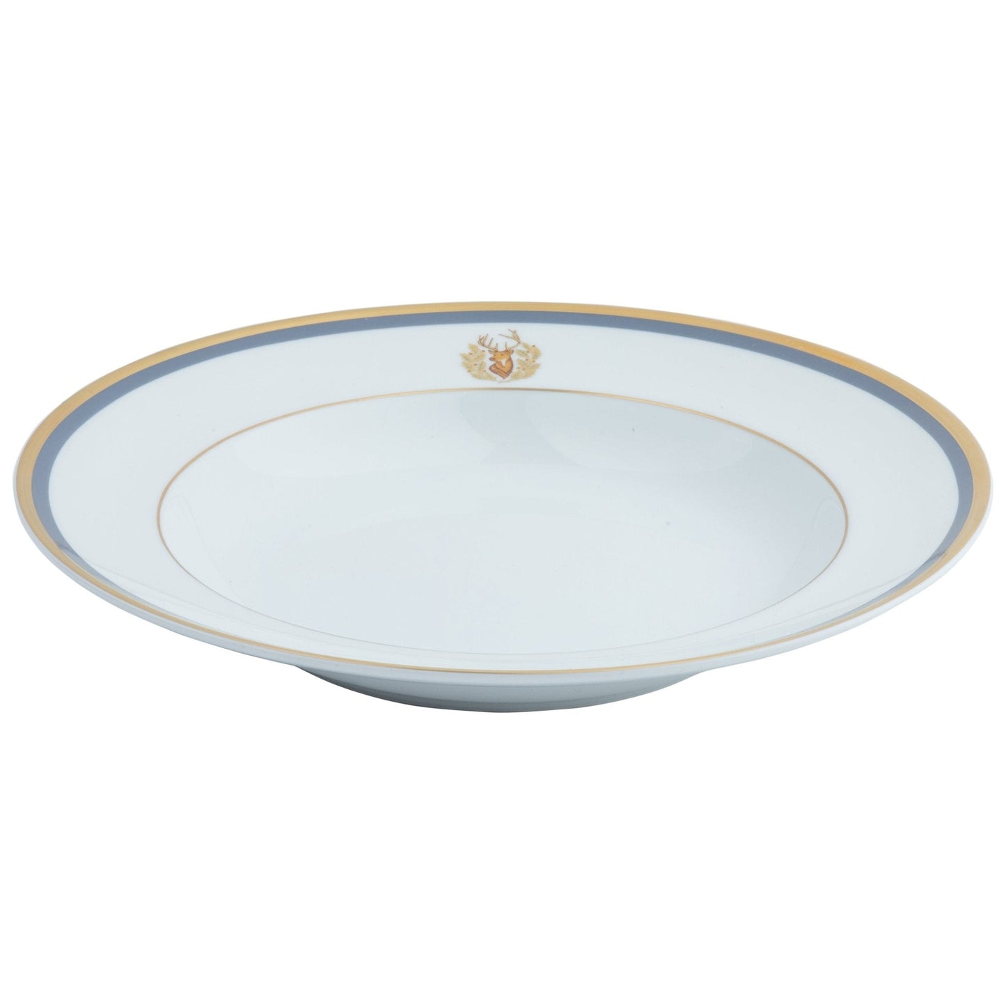 Soup Plate Gold and Gray-Blue Band