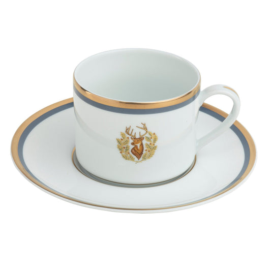Teacup Gold and Gray-Blue Band