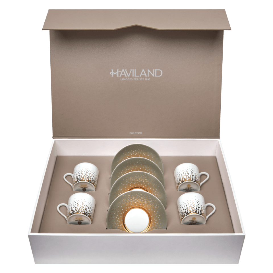Set of 4 Coffee Cups & Saucers