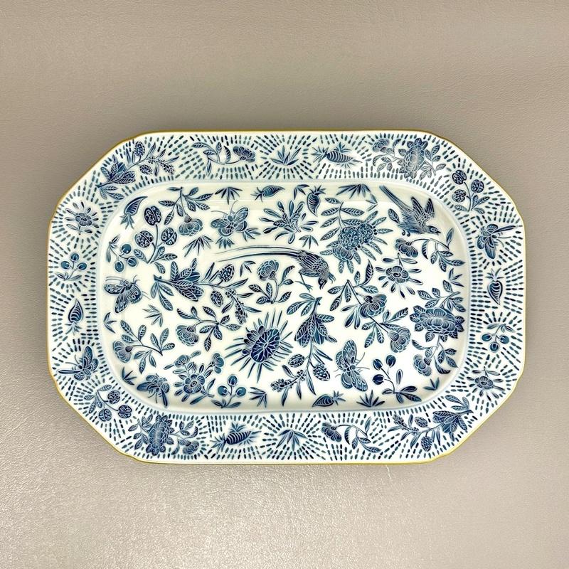 Sacred Bird & Butterfly Blue Cookie Plate