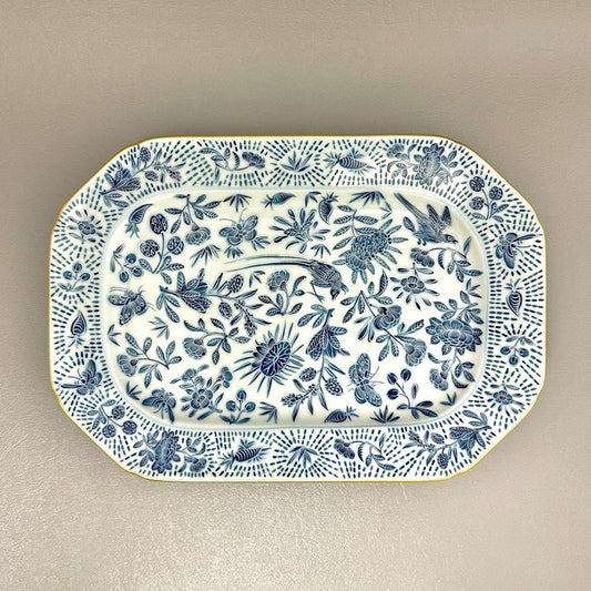Sacred Bird & Butterfly Blue Cookie Plate