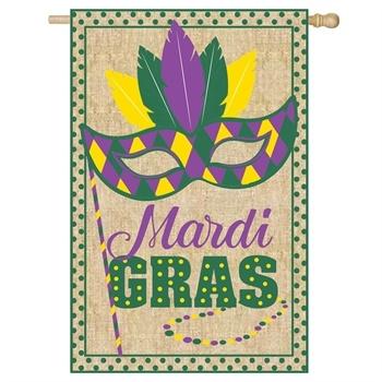 Mardi Gras Flag-Mask-Burlap