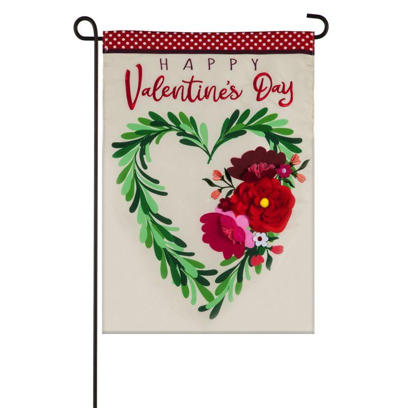 Garden Flag-Floral Heart Wreath