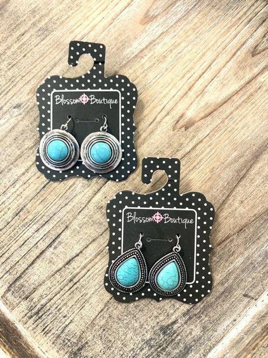 Earrings-Turquoise and silver plate