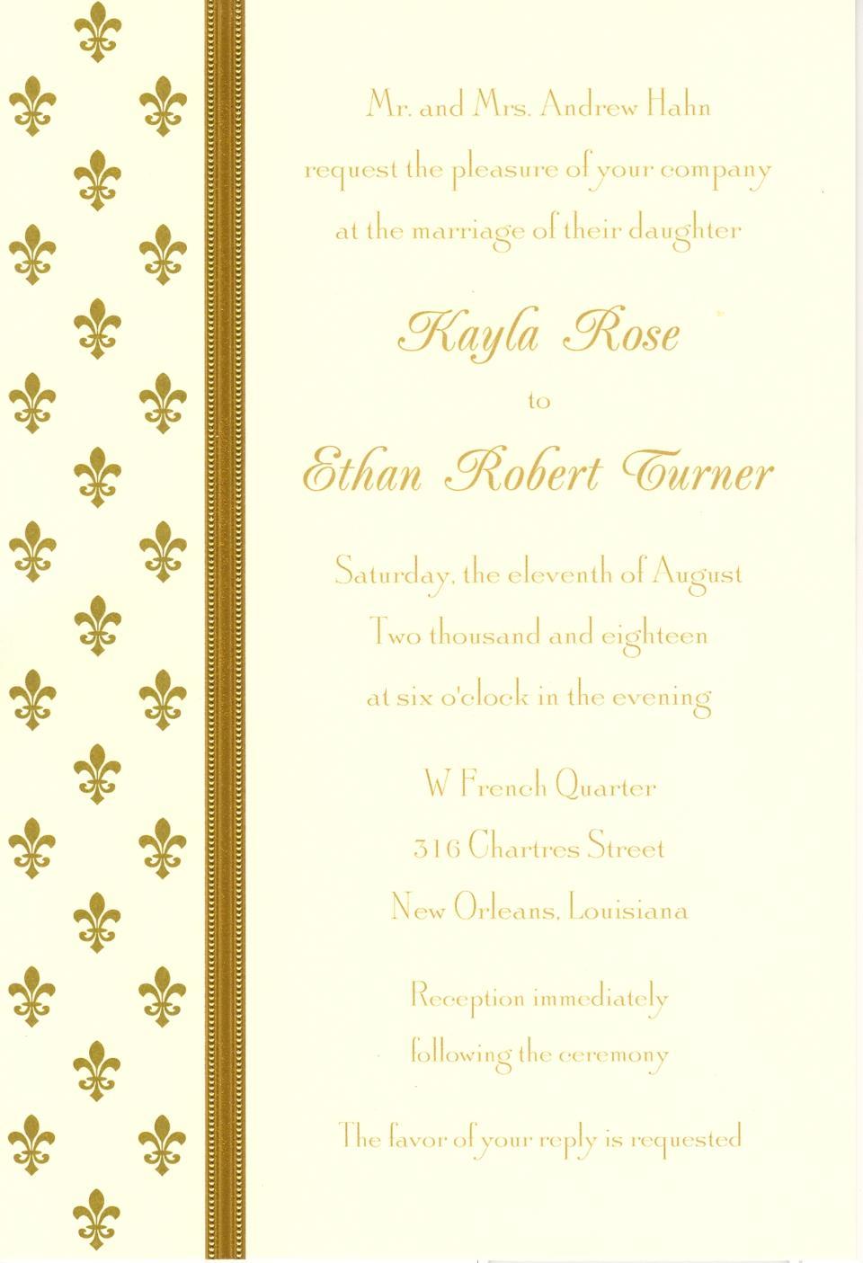 Invitation-Petite Fleur de Lis Gold