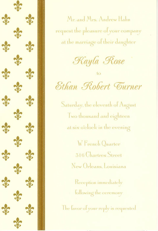 Invitation-Petite Fleur de Lis Gold