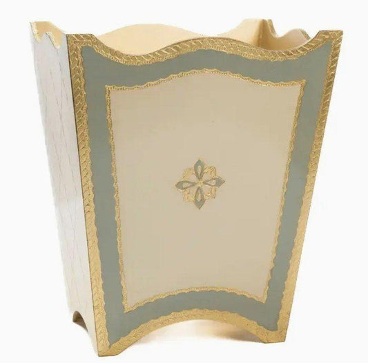 Baroque Wooden Wastebasket Villa Blue
