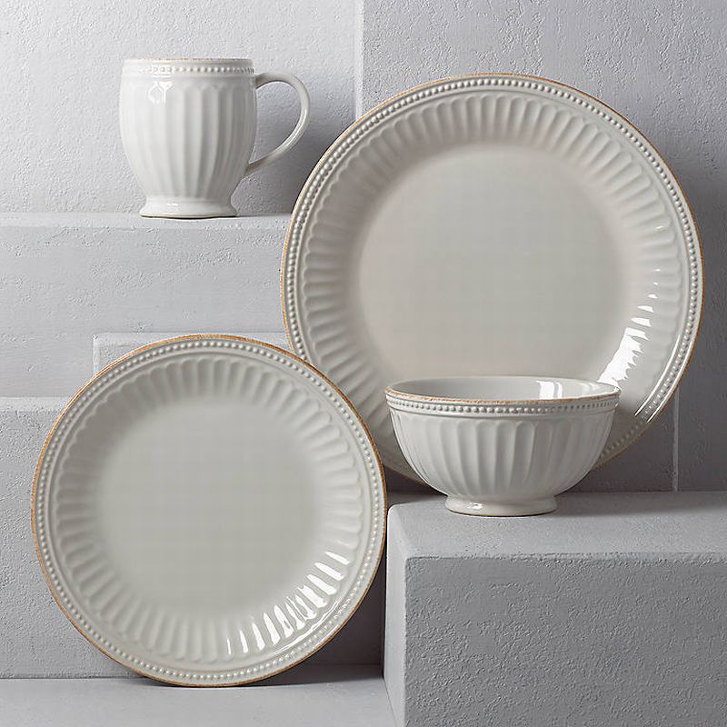 French Perle Groove White 4 Piece Place Setting