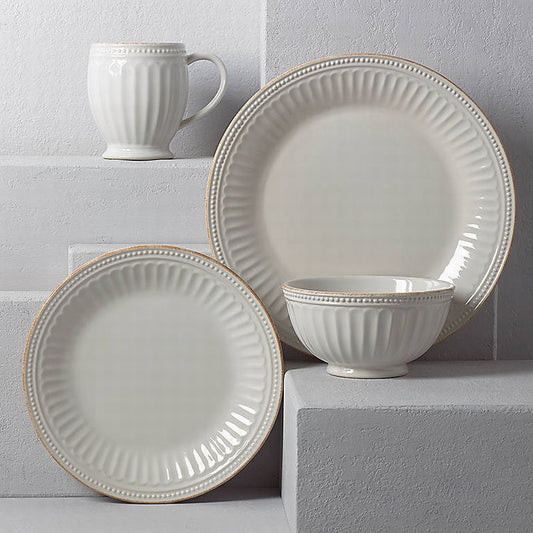 French Perle Groove White 4 Piece Place Setting