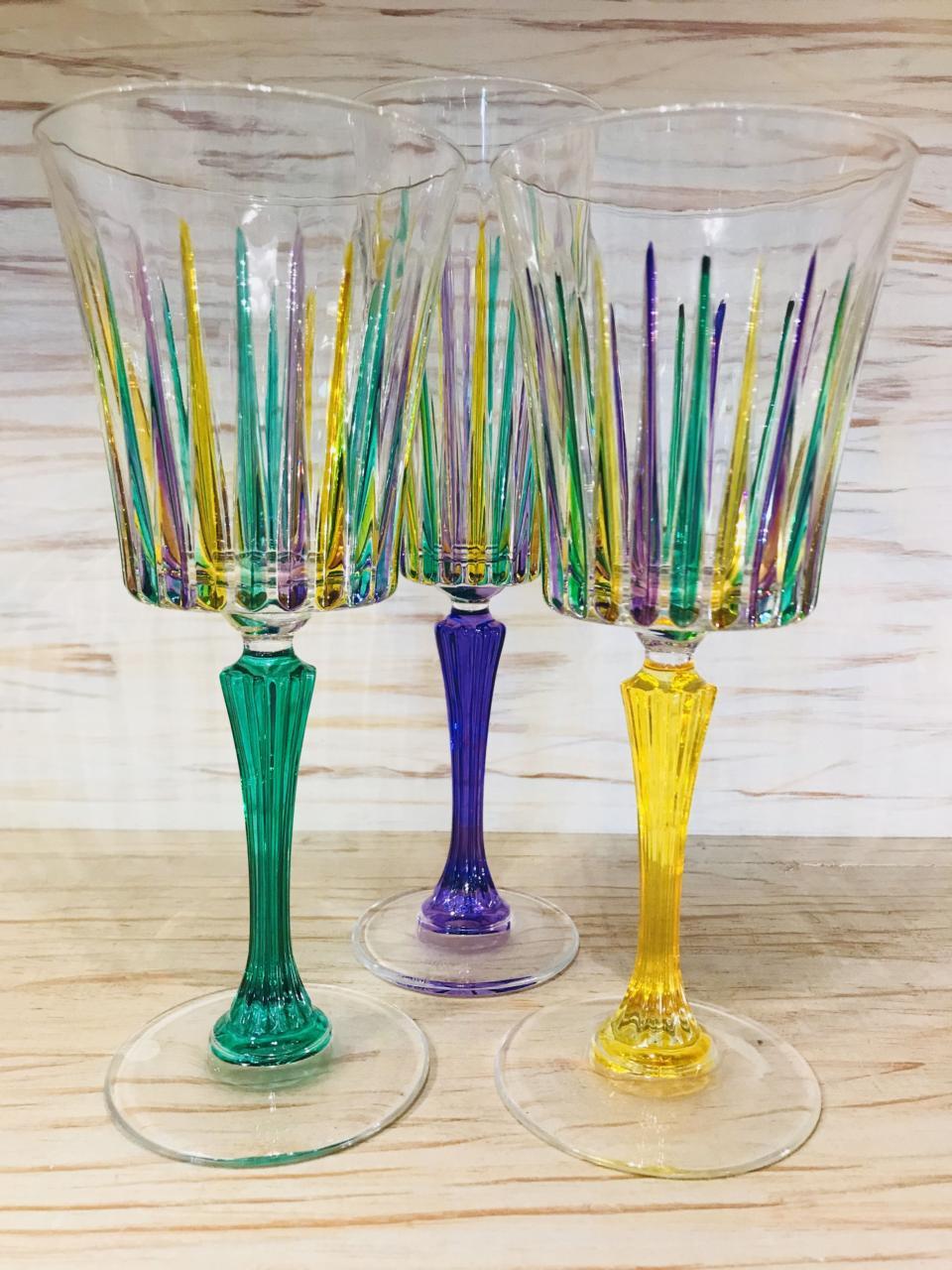 Timeless Wine Glass Each-Mardi Gras