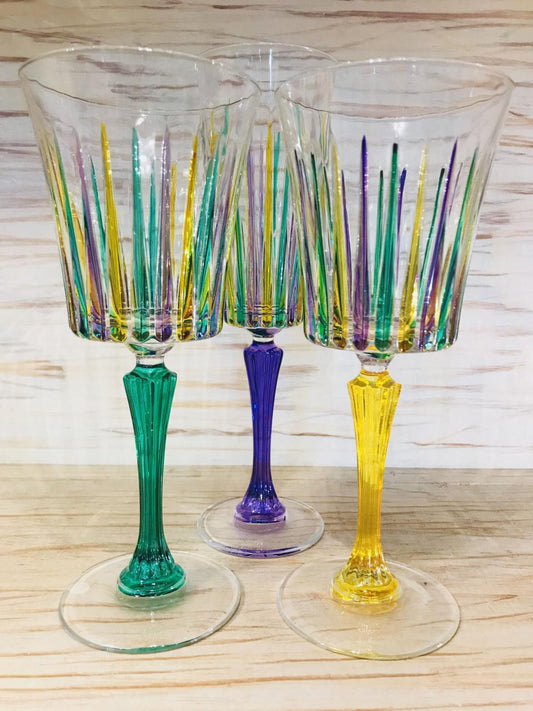 Timeless Wine Glass Each-Mardi Gras